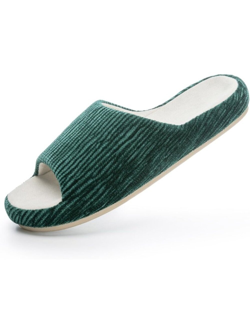 Women's Green Pull-On Classic Memory Foam House Cozy Open Toe Soft Slipper Shoes